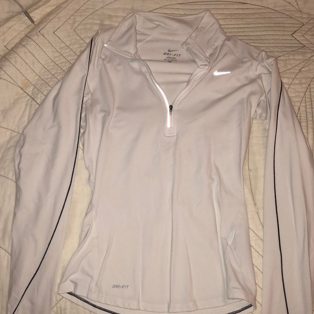 Nike Dri fit long sleeve white zip pullover